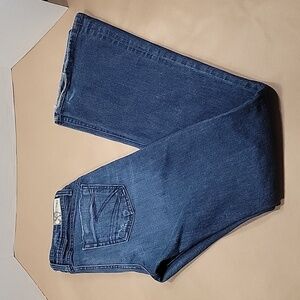 Dylan George "Alexandra" Flare Jeans Size 26 Distressed Low Rise, Med-Dark Wash